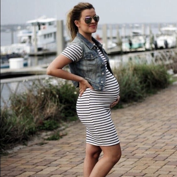 Liz Lange Maternity Navy and White Stripe Dress XS - Picture 3 of 7